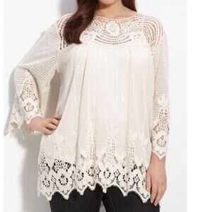Miss Kelly 1999 Size Small Cream‎ Crochet Boho Cottage Top